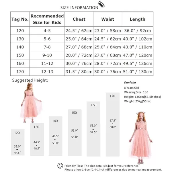 Flower Girl Lace Long Princess Dresses Kids Formal Wedding Party Pageant Ball Gowns First Communion Puffy Tulle DressPeach