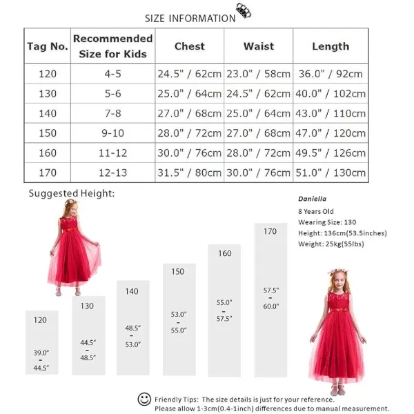 Flower Girl Lace Long Princess Dresses Kids Formal Wedding Party Pageant Ball Gowns First Communion Puffy Tulle DressRed