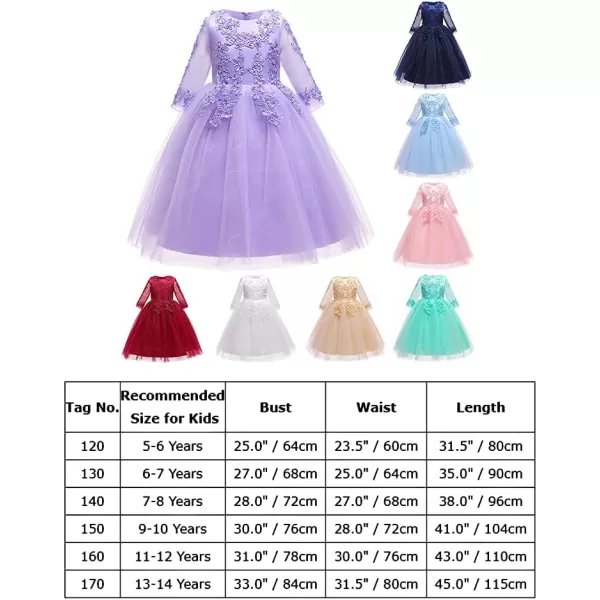 Flower Girl Long Lace Bridesmaid Dress 34 Sleeves Sequins Maxi Tulle Pageant Ball Gown Wedding Party Dresses for KidsAqua