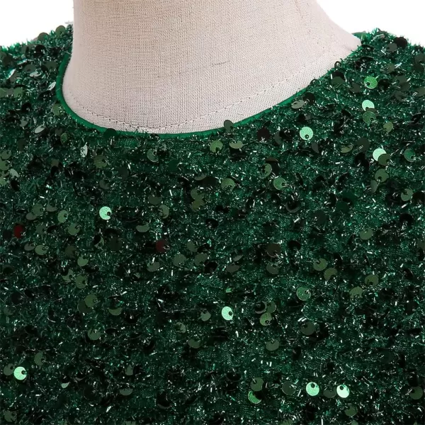 Flower Girl Velvet Dress for Kids Wedding Bridesmaid Pageant Party Prom Formal Ball Gown Princess Puffy Tulle DressesDark Green  Sequin Flower