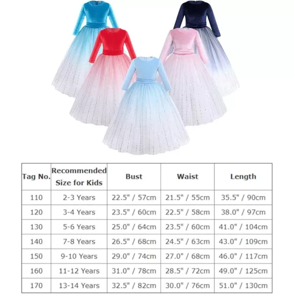 Flower Girl Velvet Dress for Kids Wedding Bridesmaid Pageant Party Prom Formal Ball Gown Princess Puffy Tulle DressesGradient  Blue