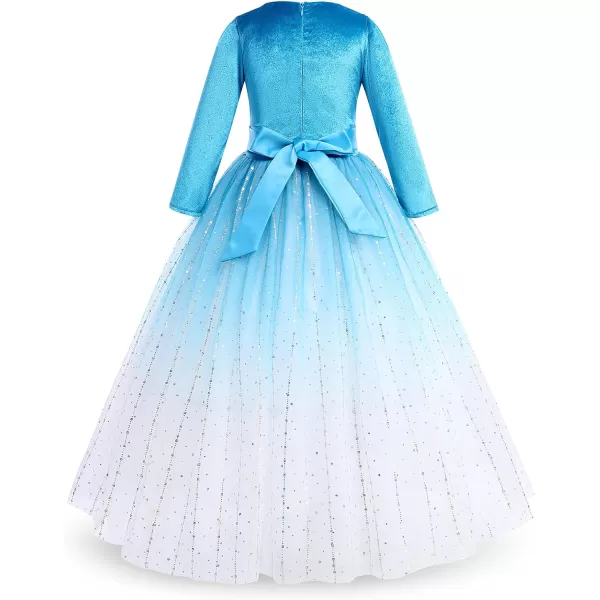 Flower Girl Velvet Dress for Kids Wedding Bridesmaid Pageant Party Prom Formal Ball Gown Princess Puffy Tulle DressesGradient  Sky Blue