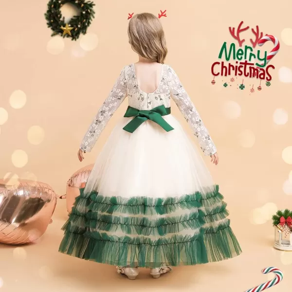 Flower Girl Velvet Dress for Kids Wedding Bridesmaid Pageant Party Prom Formal Ball Gown Princess Puffy Tulle DressesGreen  Sequin Flower