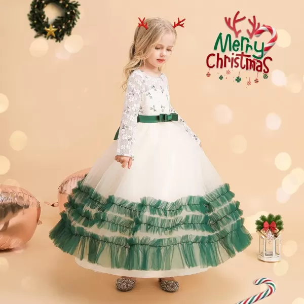 Flower Girl Velvet Dress for Kids Wedding Bridesmaid Pageant Party Prom Formal Ball Gown Princess Puffy Tulle DressesGreen  Sequin Flower