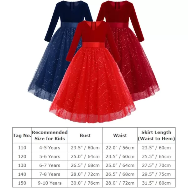 Flower Girl Velvet Dress for Kids Wedding Bridesmaid Pageant Party Prom Formal Ball Gown Princess Puffy Tulle DressesNavy Blue  Sequins