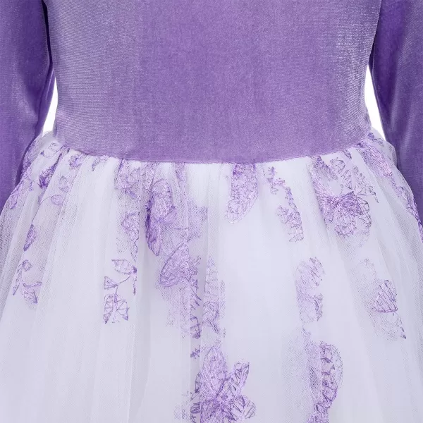 Flower Girl Velvet Dress for Kids Wedding Bridesmaid Pageant Party Prom Formal Ball Gown Princess Puffy Tulle DressesPurple  Butterfly