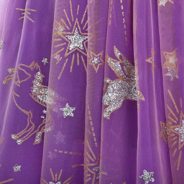 Flower Girl Velvet Dress for Kids Wedding Bridesmaid Pageant Party Prom Formal Ball Gown Princess Puffy Tulle DressesPurple  Gold Stars