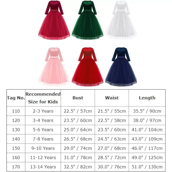 Flower Girl Velvet Dress for Kids Wedding Bridesmaid Pageant Party Prom Formal Ball Gown Princess Puffy Tulle DressesWine Red