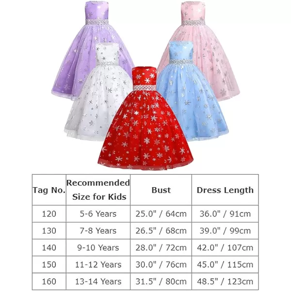 Flower Girls Christmas Snowflake Dress for Kids Wedding Bridesmaid Princess Pageant Formal Party Sequins Maxi DressesPink