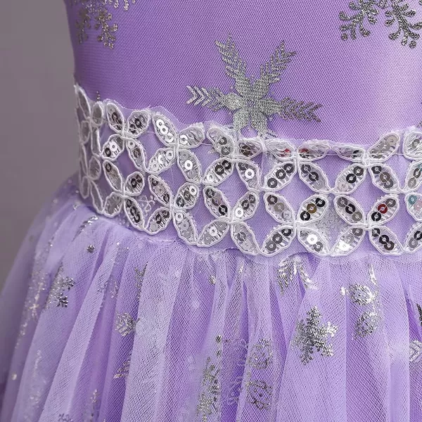 Flower Girls Christmas Snowflake Dress for Kids Wedding Bridesmaid Princess Pageant Formal Party Sequins Maxi DressesPurple