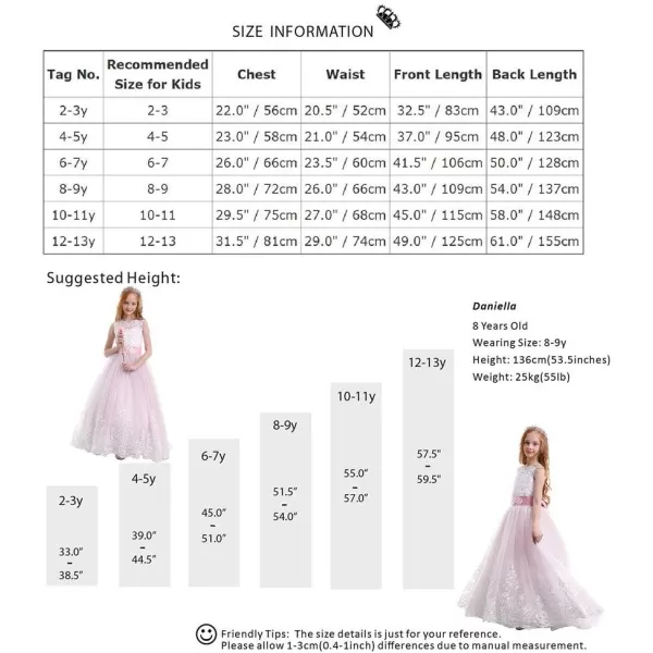 Flower Girls Lace Applique Long Pageant Bridesmaid Wedding Party Maxi Dresses Princess Communion Puffy Tulle Ball GownsDusty Pink