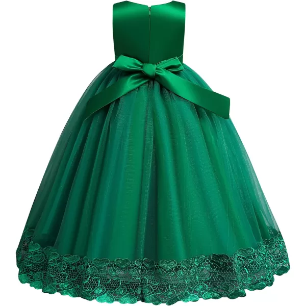 Flower Girls Lace Beaded Tutu Dress for Kids Baby Wedding Bridesmaid Pageant Party Gown Princess Puffy Tulle DressesGreen