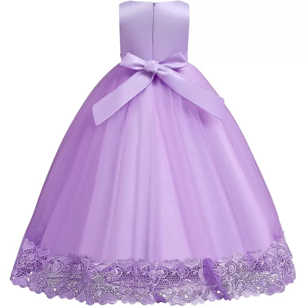 Flower Girls Lace Beaded Tutu Dress for Kids Baby Wedding Bridesmaid Pageant Party Gown Princess Puffy Tulle DressesPurple