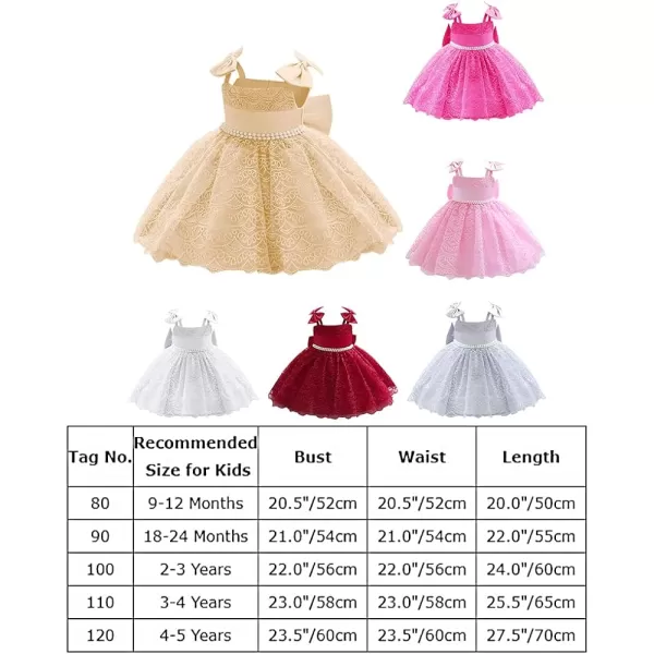 Flower Girls Lace Bowknot Tutu Dress for Kids Baby Baptism Wedding Bridesmaid First Communion Birthday Party DressesPink