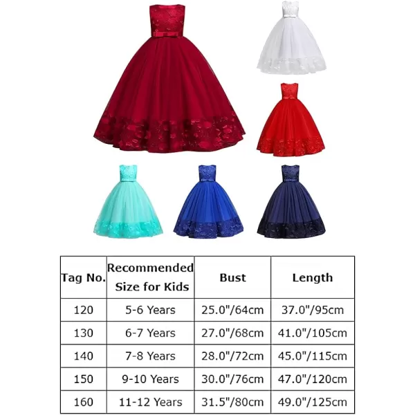 Flower Girls Long Lace Dress for Kids Wedding Bridesmaid Pageant Maxi Gowns Big Princess Communion Puffy Tulle DressesAqua