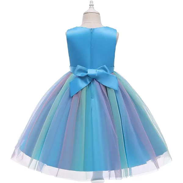 Flower Girls Sequins Rainbow Tutu Dress for Kids Baby Wedding Bridesmaid Pageant Birthday Party Princess Tulle Dresses001 Rainbow Blue