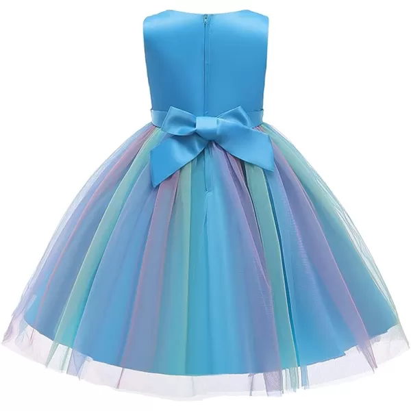 Flower Girls Sequins Rainbow Tutu Dress for Kids Baby Wedding Bridesmaid Pageant Birthday Party Princess Tulle Dresses001 Rainbow Blue