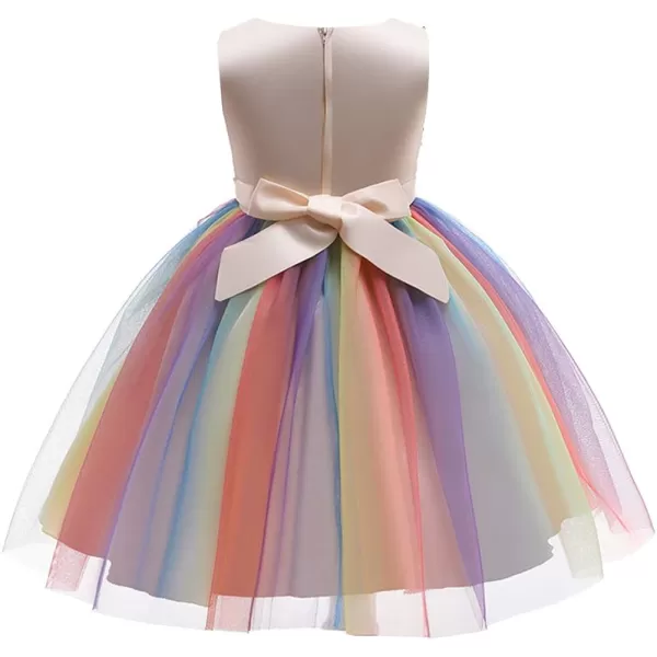 Flower Girls Sequins Rainbow Tutu Dress for Kids Baby Wedding Bridesmaid Pageant Birthday Party Princess Tulle Dresses001 Rainbow Champagne