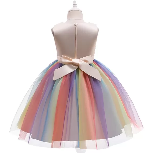 Flower Girls Sequins Rainbow Tutu Dress for Kids Baby Wedding Bridesmaid Pageant Birthday Party Princess Tulle Dresses001 Rainbow Champagne