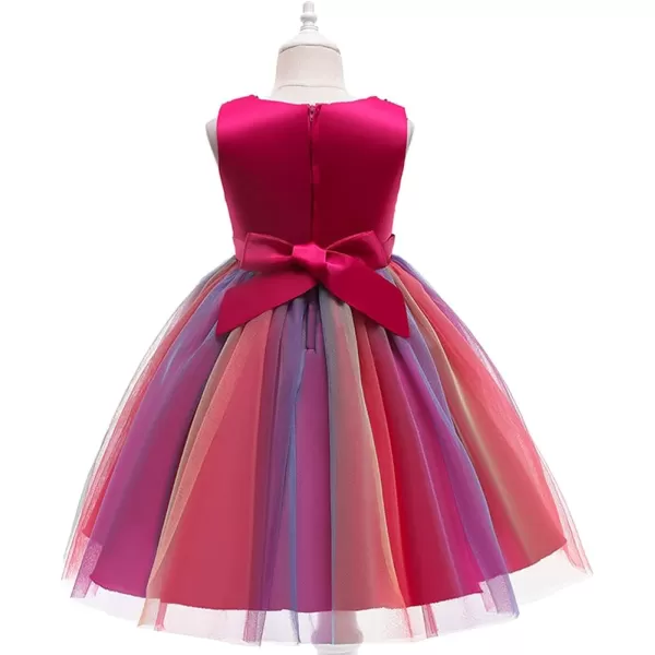 Flower Girls Sequins Rainbow Tutu Dress for Kids Baby Wedding Bridesmaid Pageant Birthday Party Princess Tulle Dresses001 Rainbow Hot Pink