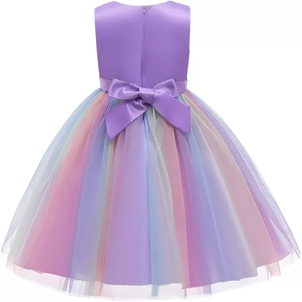 Flower Girls Sequins Rainbow Tutu Dress for Kids Baby Wedding Bridesmaid Pageant Birthday Party Princess Tulle Dresses001 Rainbow Purple