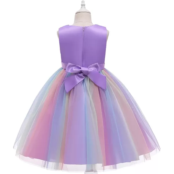 Flower Girls Sequins Rainbow Tutu Dress for Kids Baby Wedding Bridesmaid Pageant Birthday Party Princess Tulle Dresses001 Rainbow Purple