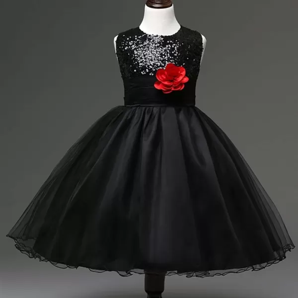 Flower Girls Sequins Rainbow Tutu Dress for Kids Baby Wedding Bridesmaid Pageant Birthday Party Princess Tulle Dresses002 Black