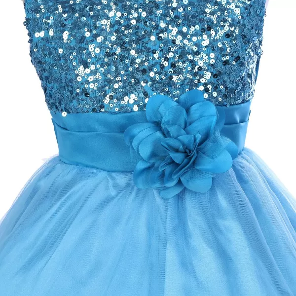Flower Girls Sequins Rainbow Tutu Dress for Kids Baby Wedding Bridesmaid Pageant Birthday Party Princess Tulle Dresses002 Blue