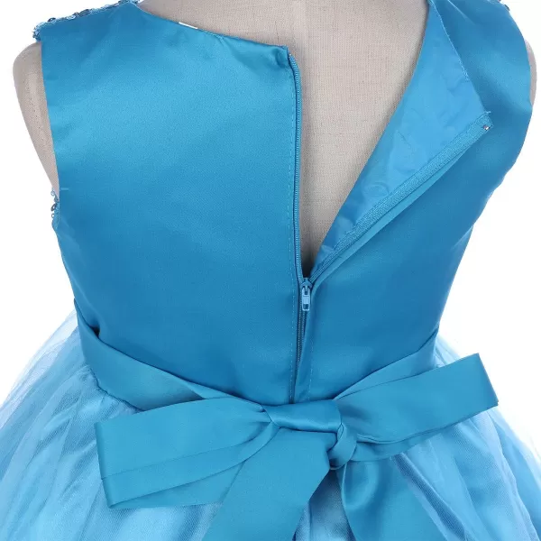 Flower Girls Sequins Rainbow Tutu Dress for Kids Baby Wedding Bridesmaid Pageant Birthday Party Princess Tulle Dresses002 Blue
