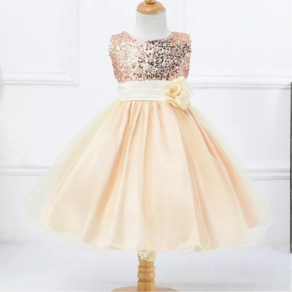 Flower Girls Sequins Rainbow Tutu Dress for Kids Baby Wedding Bridesmaid Pageant Birthday Party Princess Tulle Dresses002 Champagne