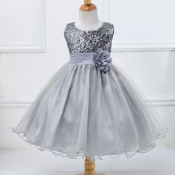 Flower Girls Sequins Rainbow Tutu Dress for Kids Baby Wedding Bridesmaid Pageant Birthday Party Princess Tulle Dresses002 Gray