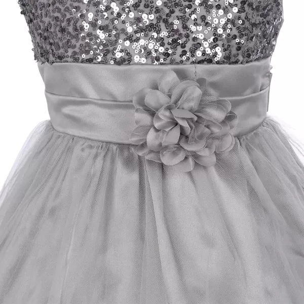 Flower Girls Sequins Rainbow Tutu Dress for Kids Baby Wedding Bridesmaid Pageant Birthday Party Princess Tulle Dresses002 Gray