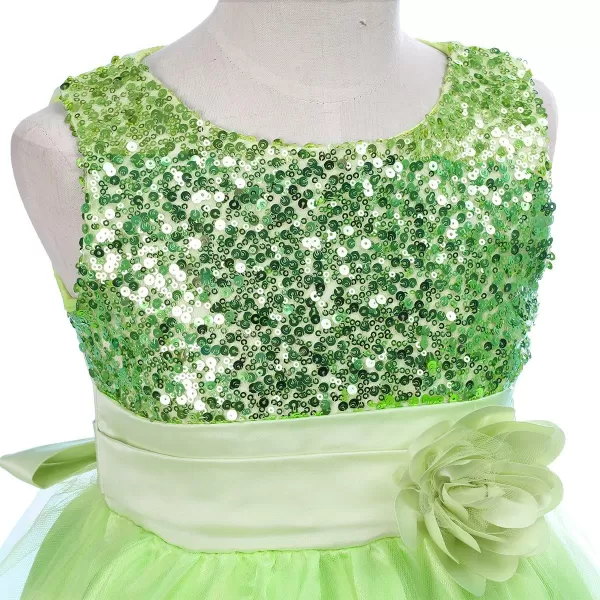 Flower Girls Sequins Rainbow Tutu Dress for Kids Baby Wedding Bridesmaid Pageant Birthday Party Princess Tulle Dresses002 Green