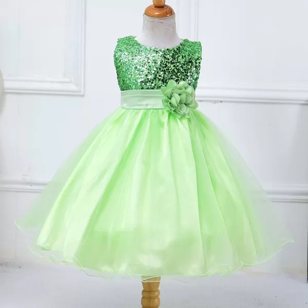 Flower Girls Sequins Rainbow Tutu Dress for Kids Baby Wedding Bridesmaid Pageant Birthday Party Princess Tulle Dresses002 Green