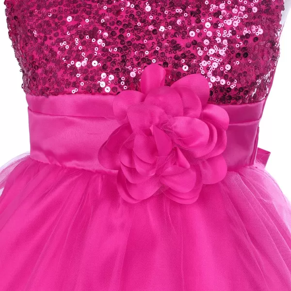 Flower Girls Sequins Rainbow Tutu Dress for Kids Baby Wedding Bridesmaid Pageant Birthday Party Princess Tulle Dresses002 Hot Pink