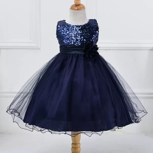 Flower Girls Sequins Rainbow Tutu Dress for Kids Baby Wedding Bridesmaid Pageant Birthday Party Princess Tulle Dresses002 Navy Blue