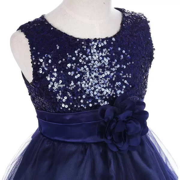 Flower Girls Sequins Rainbow Tutu Dress for Kids Baby Wedding Bridesmaid Pageant Birthday Party Princess Tulle Dresses002 Navy Blue