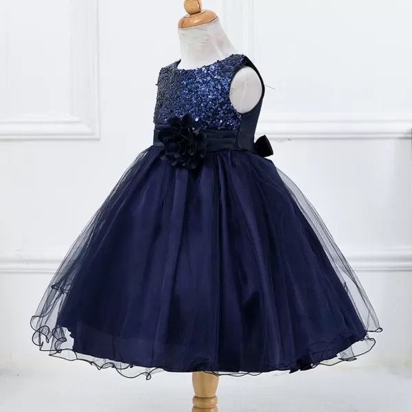 Flower Girls Sequins Rainbow Tutu Dress for Kids Baby Wedding Bridesmaid Pageant Birthday Party Princess Tulle Dresses002 Navy Blue