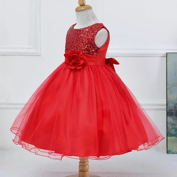 Flower Girls Sequins Rainbow Tutu Dress for Kids Baby Wedding Bridesmaid Pageant Birthday Party Princess Tulle Dresses002 Red