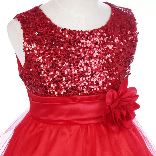 Flower Girls Sequins Rainbow Tutu Dress for Kids Baby Wedding Bridesmaid Pageant Birthday Party Princess Tulle Dresses002 Red