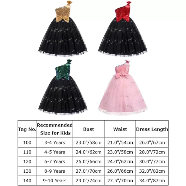 Flower Girls Sequins Rainbow Tutu Dress for Kids Baby Wedding Bridesmaid Pageant Birthday Party Princess Tulle DressesGold  One Shoulder