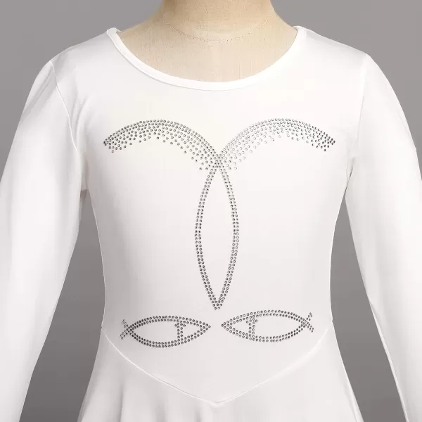 Girls Metallic Jesus Fish Cross Praise Dance Dress Rhinestone Liturgical Lyrical Dancewear Long Sleeve Worship DressesGirls Metallic Jesus Fish Cross Praise Dance Dress Rhinestone Liturgical Lyrical Dancewear Long Sleeve Worship Dresses