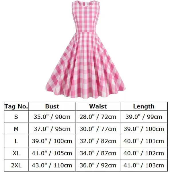 IDOPIP 1950s Dresses for Women Vintage Cocktail Party Swing Dress Summer Sleeveless Retro Wedding Casual Aline Midi DressPink Plaid