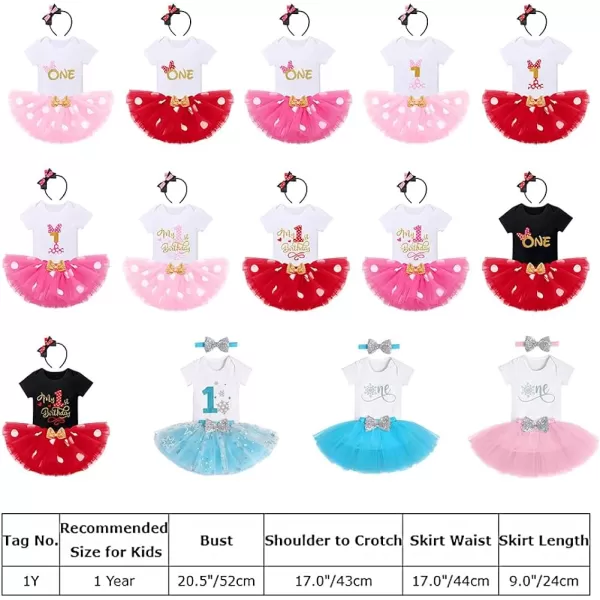 IDOPIP 1st Birthday Outfit Girl Baby Polka Dot Costume Bow One Romper Ruffle Tulle Skirt Headband Cake Smash Dress 3pcs SetBlack One