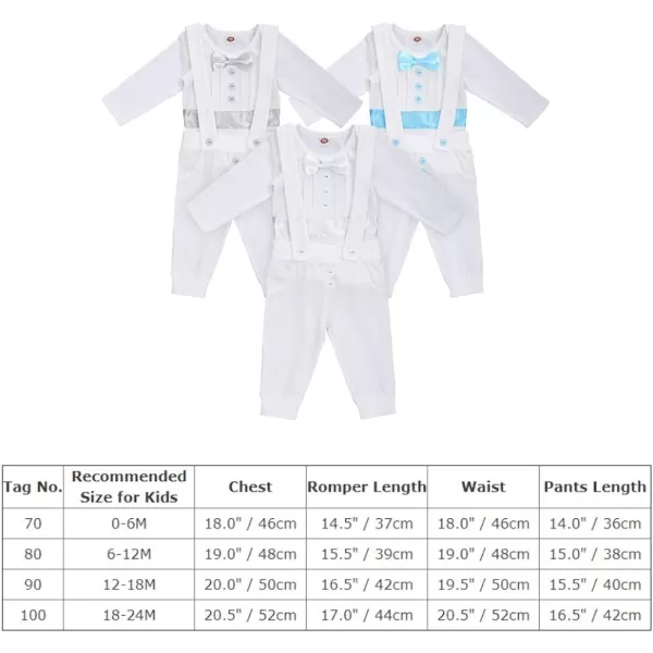 IDOPIP Baby Boy Baptism Christening Outfit Gentleman Bowtie Romper Suspenders Pants First Birthday Wedding Party Tuxedo SuitBlue  Long Sleeve