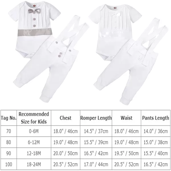 IDOPIP Baby Boy Baptism Christening Outfit Gentleman Bowtie Romper Suspenders Pants First Birthday Wedding Party Tuxedo SuitGray  Long Pants