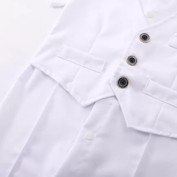 IDOPIP Baby Boy Gentleman White Shirt Waistcoat Bowtie Tuxedo Jumpsuit Overall Romper Birthday Outfit Formal Suit 018MWhite  Necktie
