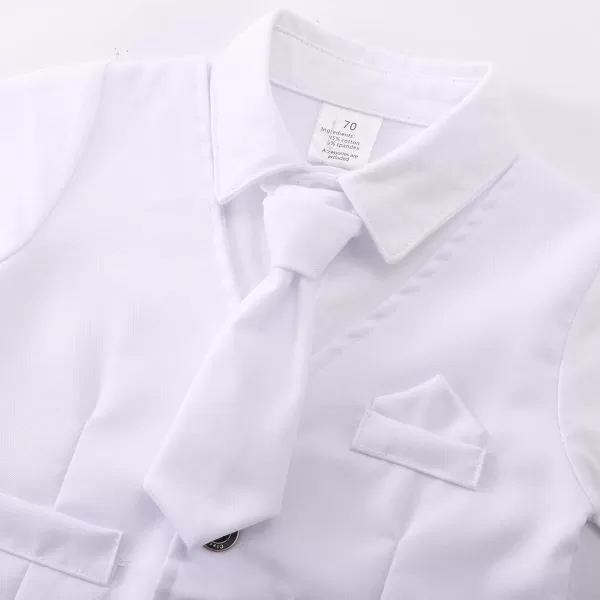 IDOPIP Baby Boy Gentleman White Shirt Waistcoat Bowtie Tuxedo Jumpsuit Overall Romper Birthday Outfit Formal Suit 018MWhite  Necktie