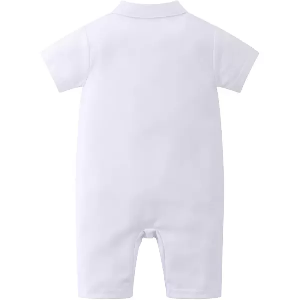 IDOPIP Baby Boy Gentleman White Shirt Waistcoat Bowtie Tuxedo Jumpsuit Overall Romper Birthday Outfit Formal Suit 018MWhite  Necktie