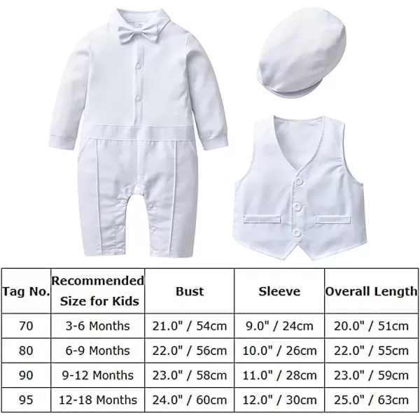 IDOPIP Baby Boy OnePiece Romper Short Sleeve Jumpsuit Gentleman White Shirt Bowtie Tuxedo Birthday Outfit Formal Suit  HatWhite 3pcs